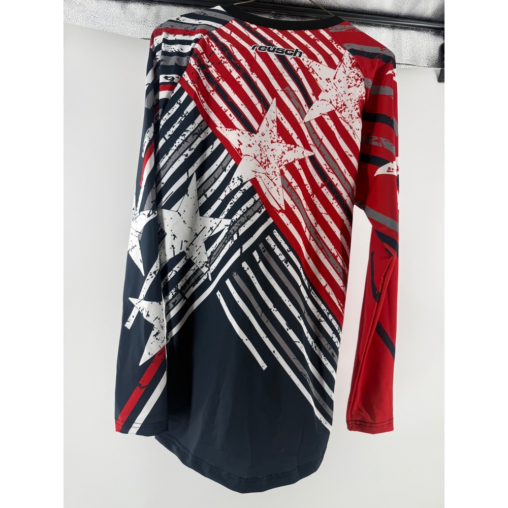 Reusch USA Mens Soccer Goalie Jersey Red White Blue Stars Stripes Long Sleeve AM
